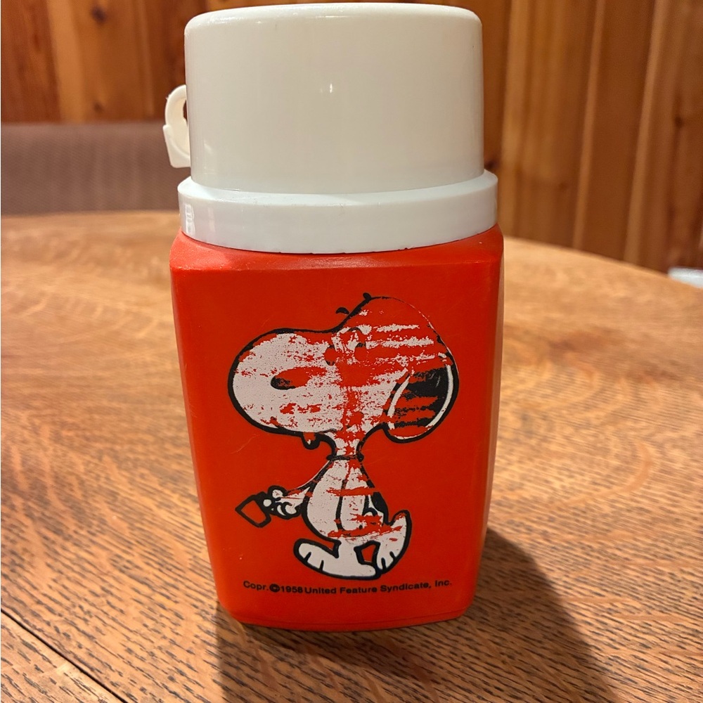 Vintage Red Snoopy Plastic Thermos